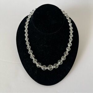 Vintage Faceted Clear Crystal Graduated Necklace with Sterling Clasp